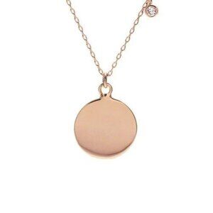 LOVELY STERLING SILVER ROSE GOLD ENGRAVABLE NECKLACE 0.05 CARAT CZ - 18 INCH